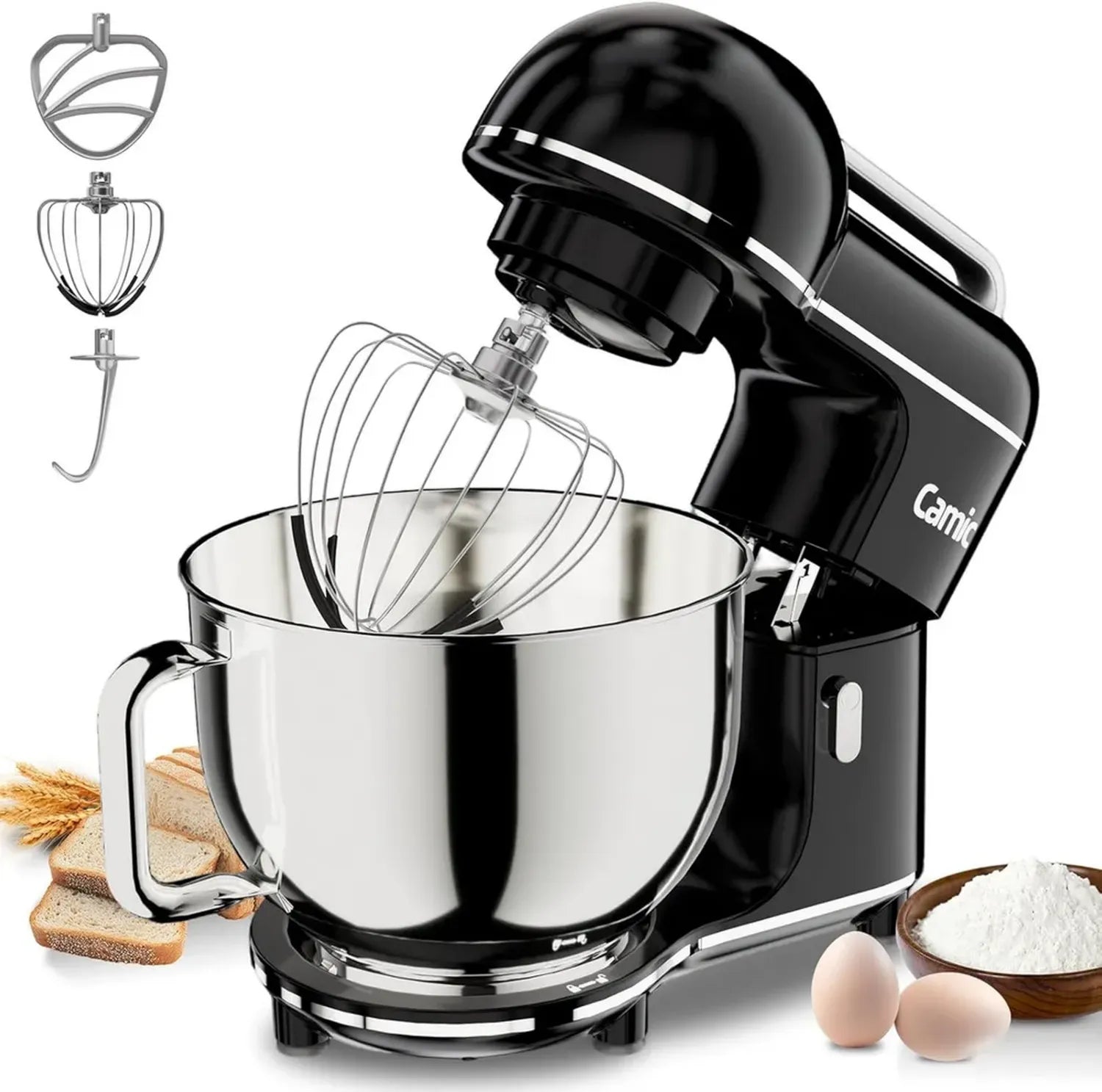 Robot Pâtissier Électrique 2000W - 10 Vitesses, Bol Inox 7L, Accessoires Complets et Poignée de Transport