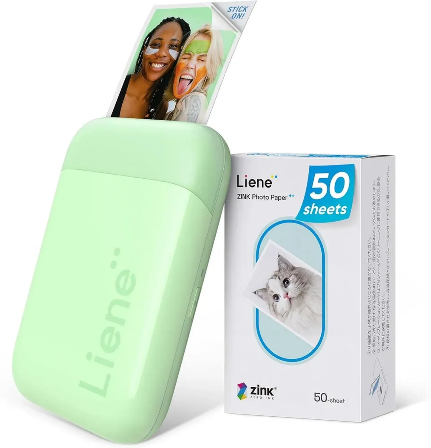 Imprimante Photo Portable Liene K100, Mini Imprimante 2x3'' avec 50 Papiers Zink, Bluetooth 5.0, Compatible iOS/Android, Couleur Verte