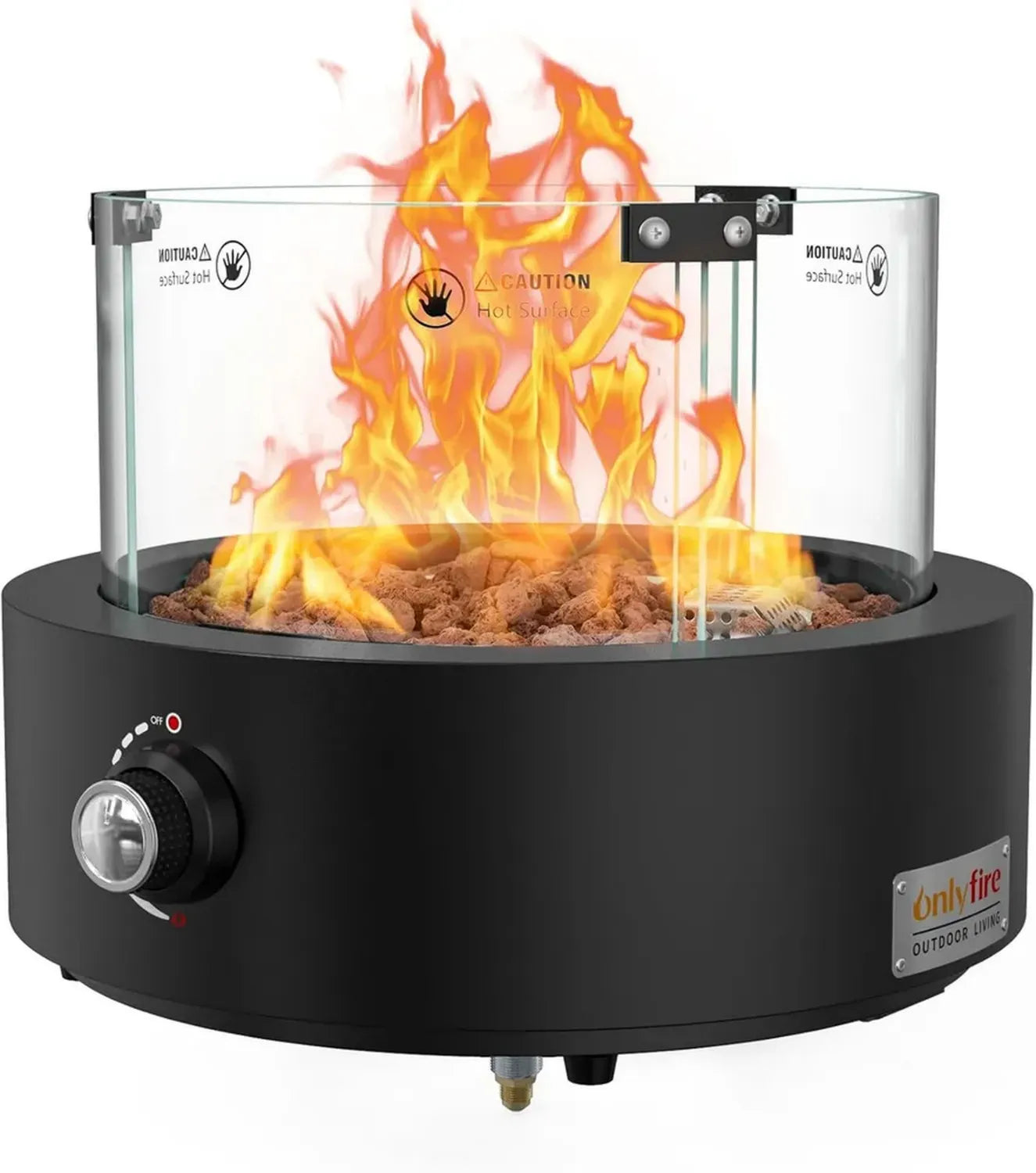 Table de Foyer à Gaz Onlyfire avec Protection en Verre, Chauffage Extérieur pour Terrasse et Jardin