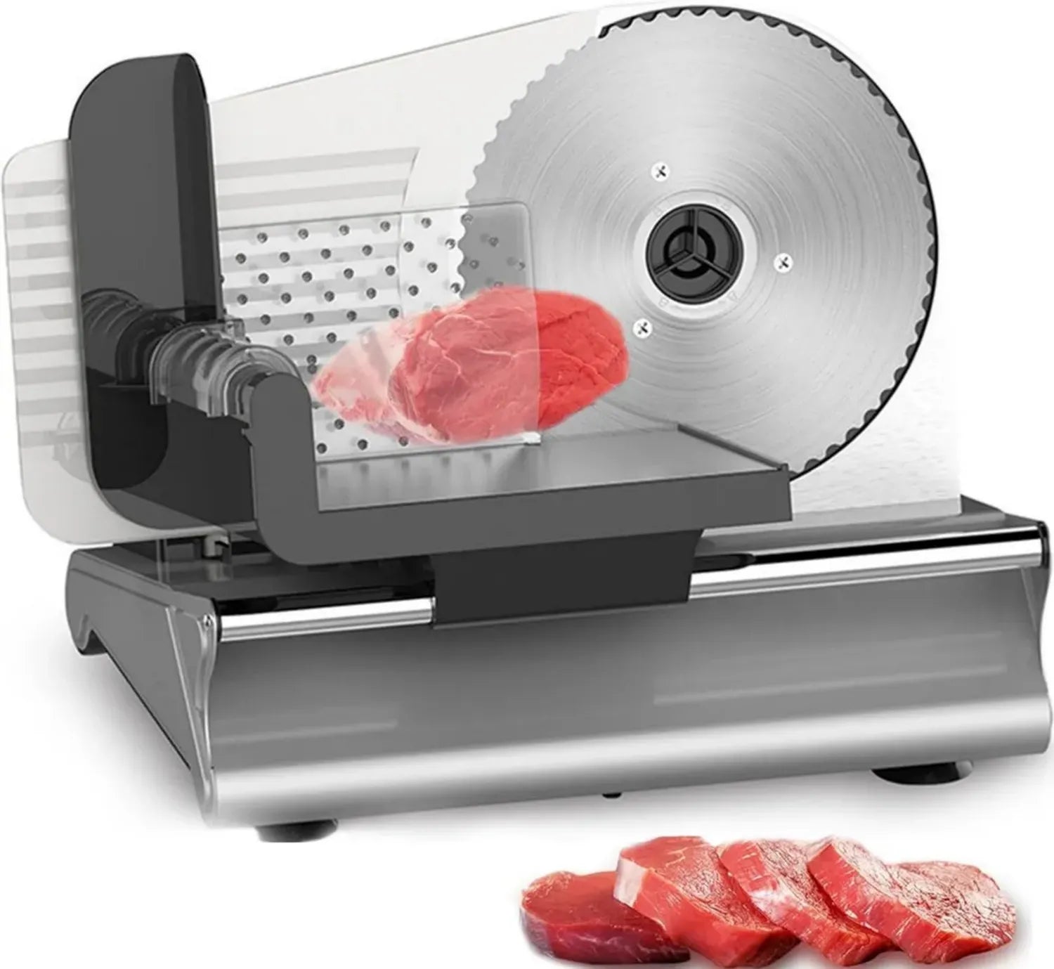 Trancheuse Électrique 200W avec Lame 190mm en Acier Inoxydable, Idéale pour Viande, Fromage et Légumes, 220V