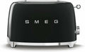 Smeg Grille-pain 2 Tranches Noir, TSF01BLEU, 950W, 6 Niveaux de Brunissage, Fonctions Réchauffage et Décongélation, Bagel, Éjection Automatique, Ramasse-Miettes
