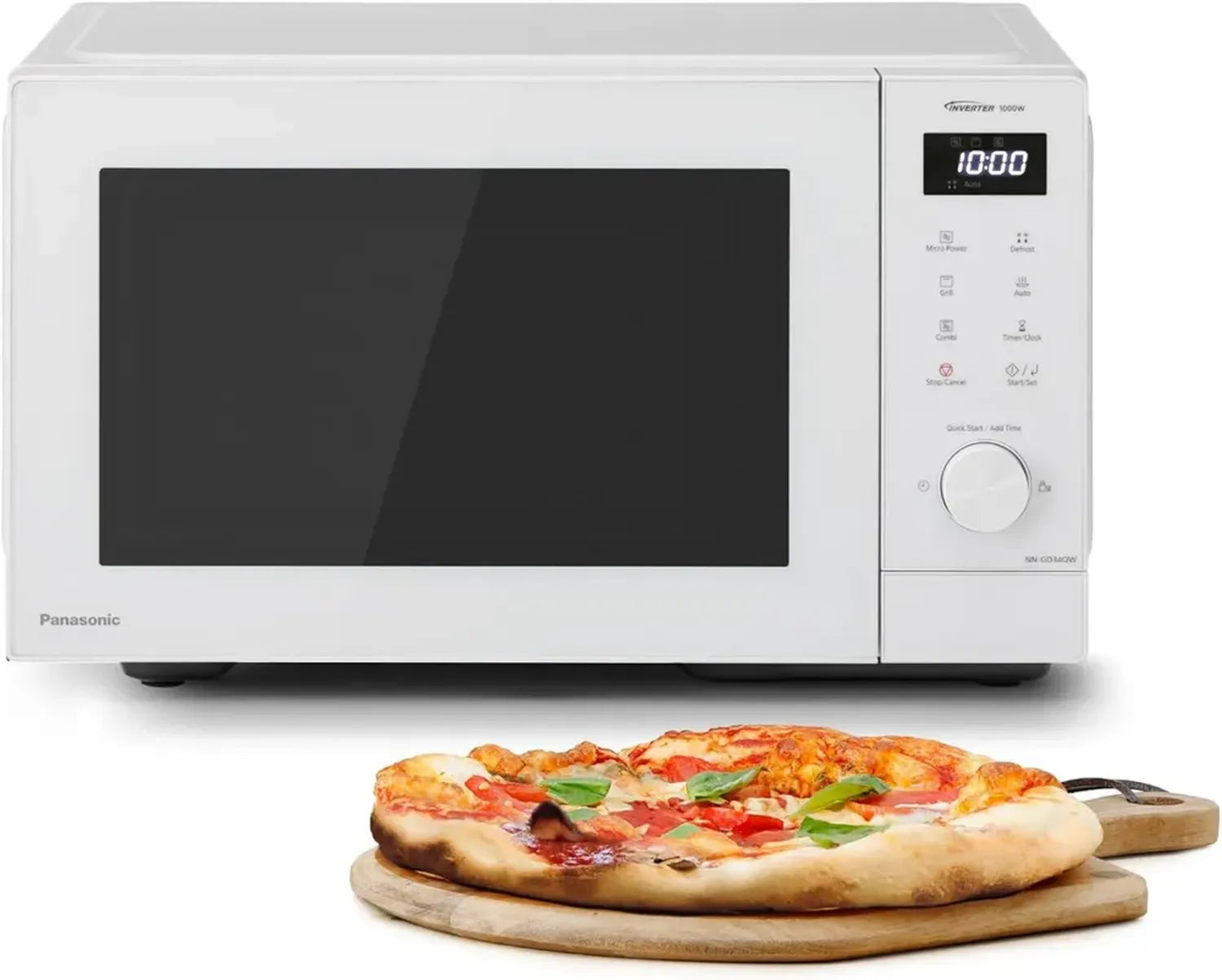 Four à micro-ondes grill Panasonic 29L, 1000W, décongélation auto, cuisson combinée, minuterie, blanc