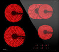 Plaque de Cuisson Vitrocéramique 4 Zones, Sécurité Enfant, 9 Niveaux, 7200W