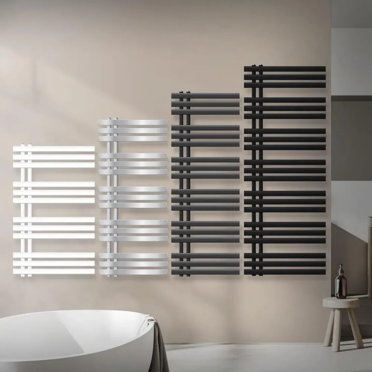 Radiateur Mural Vertical en Acier Noir 500x1400 mm pour Salle de Bain