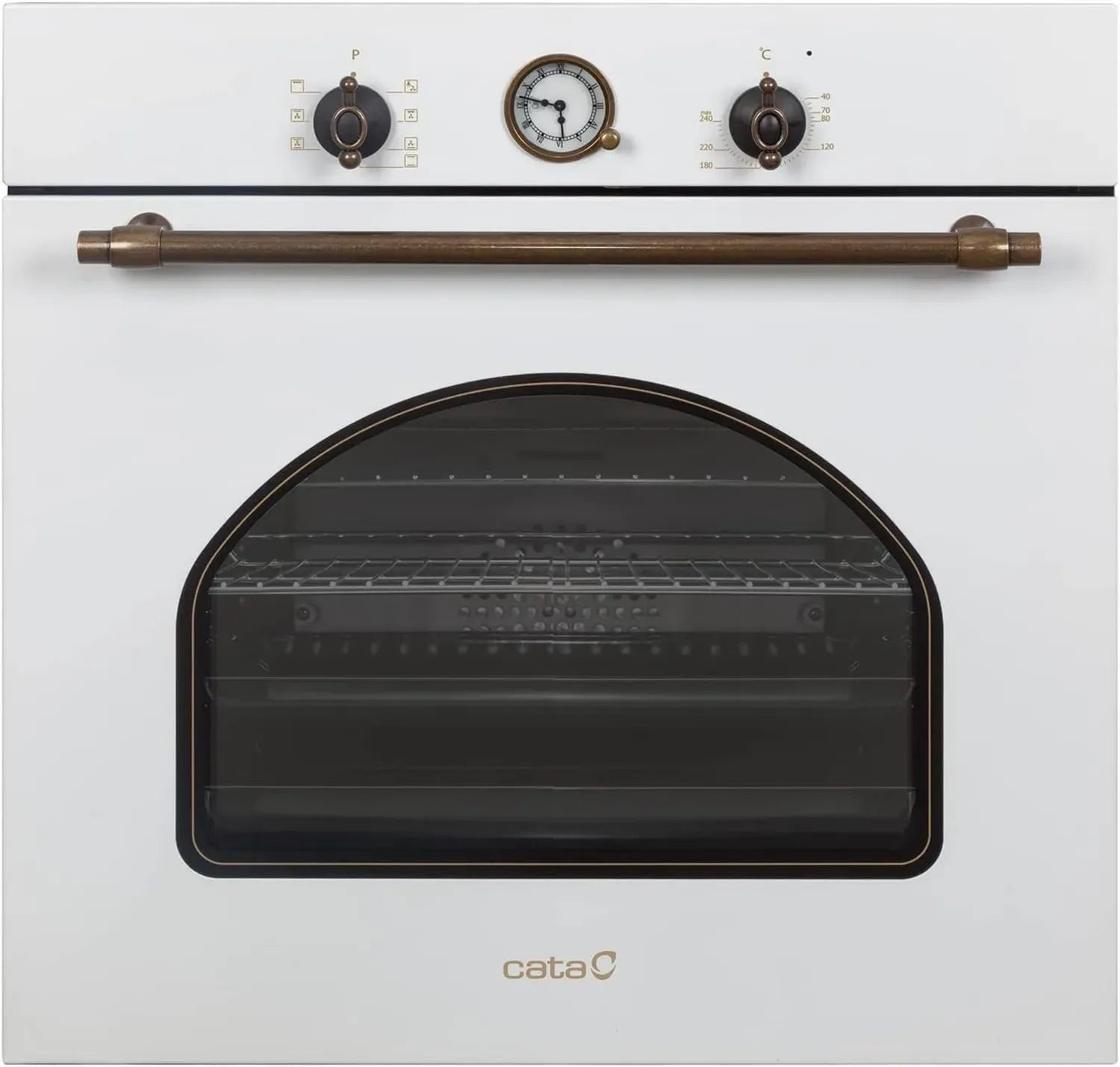 CATA Four Électrique Encastrable Blanc Rustique, Classe A, 7 Fonctions, Programmateur Mécanique, Convection, 5 Niveaux, 60L