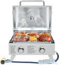 Gril à gaz portable 2 brûleurs BBQCuker - Camping extérieur avec thermomètre intégré