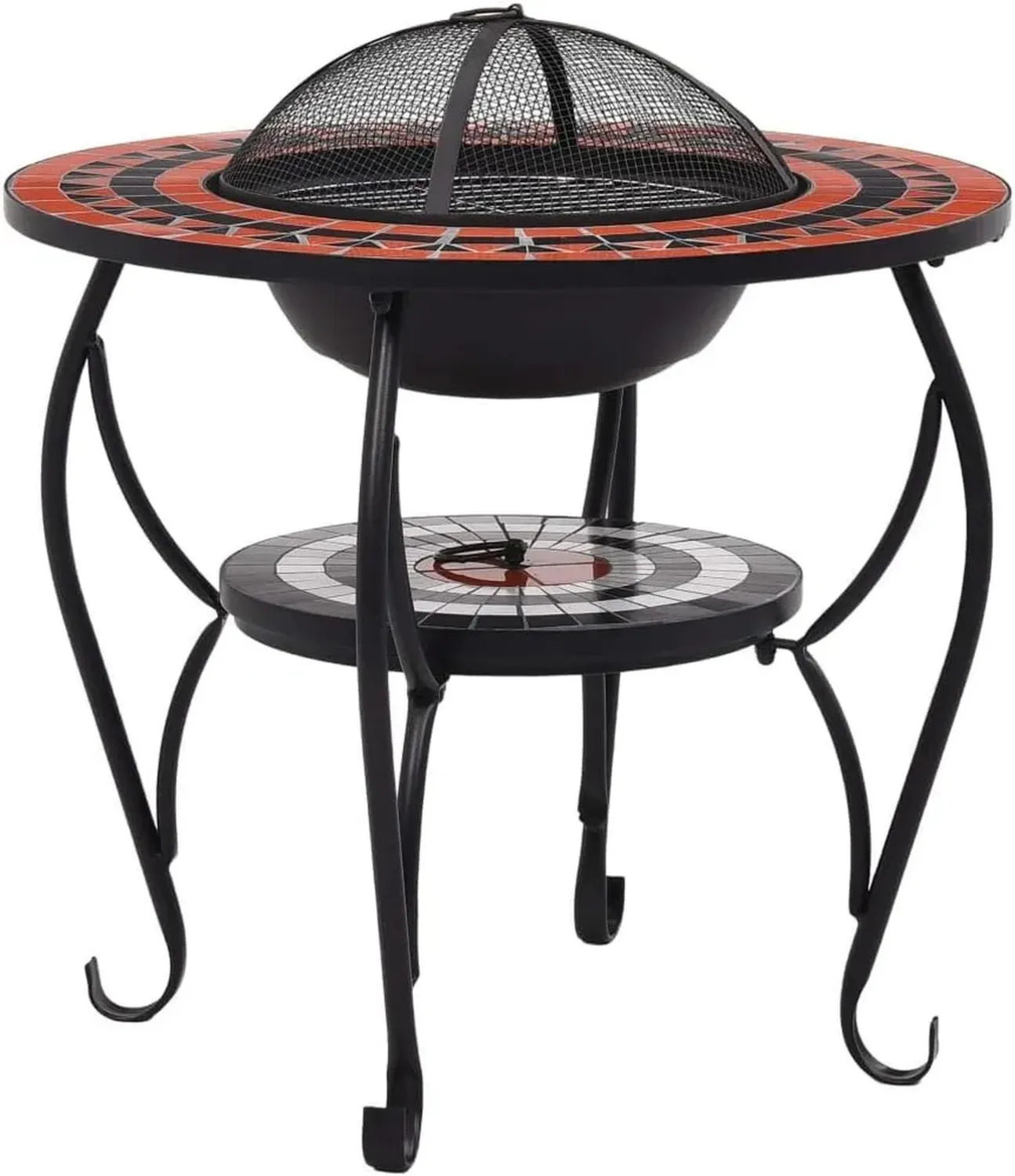 Table de jardin en mosaïque en terre cuite et blanc 68 cm
