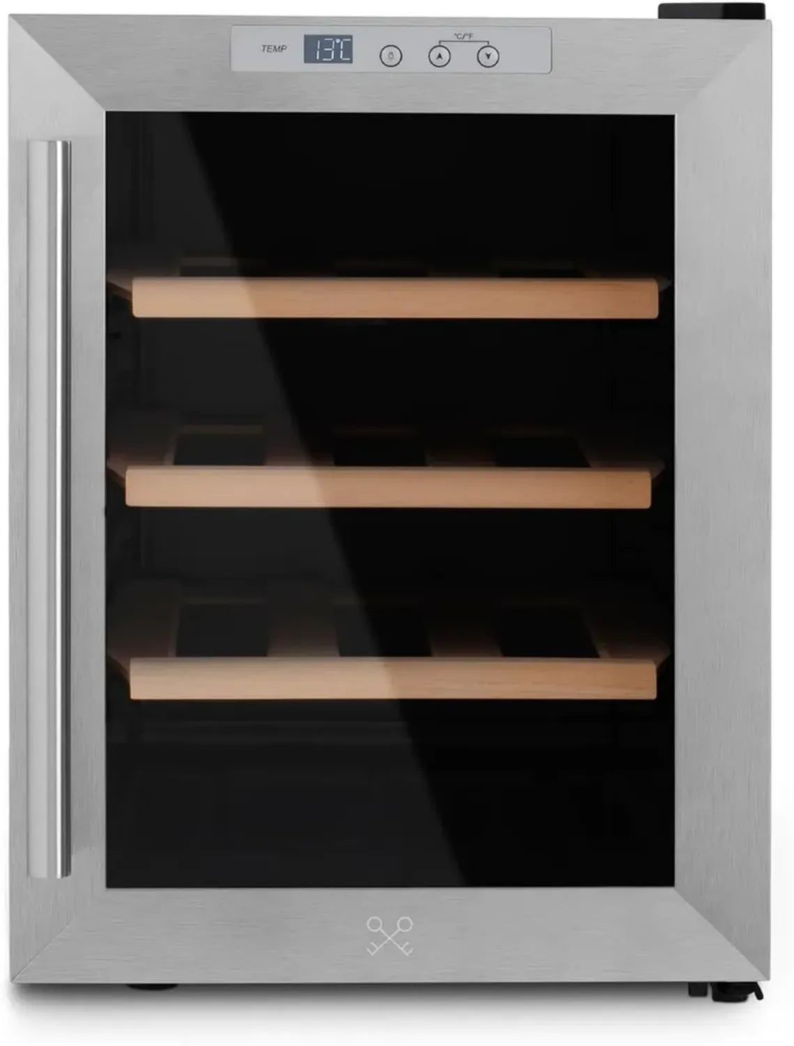 Cave à Vin Encastrable 12 Bouteilles Inox 31L, Température Réglable 11-18°C, Système Thermoélectrique, Éclairage LED UV