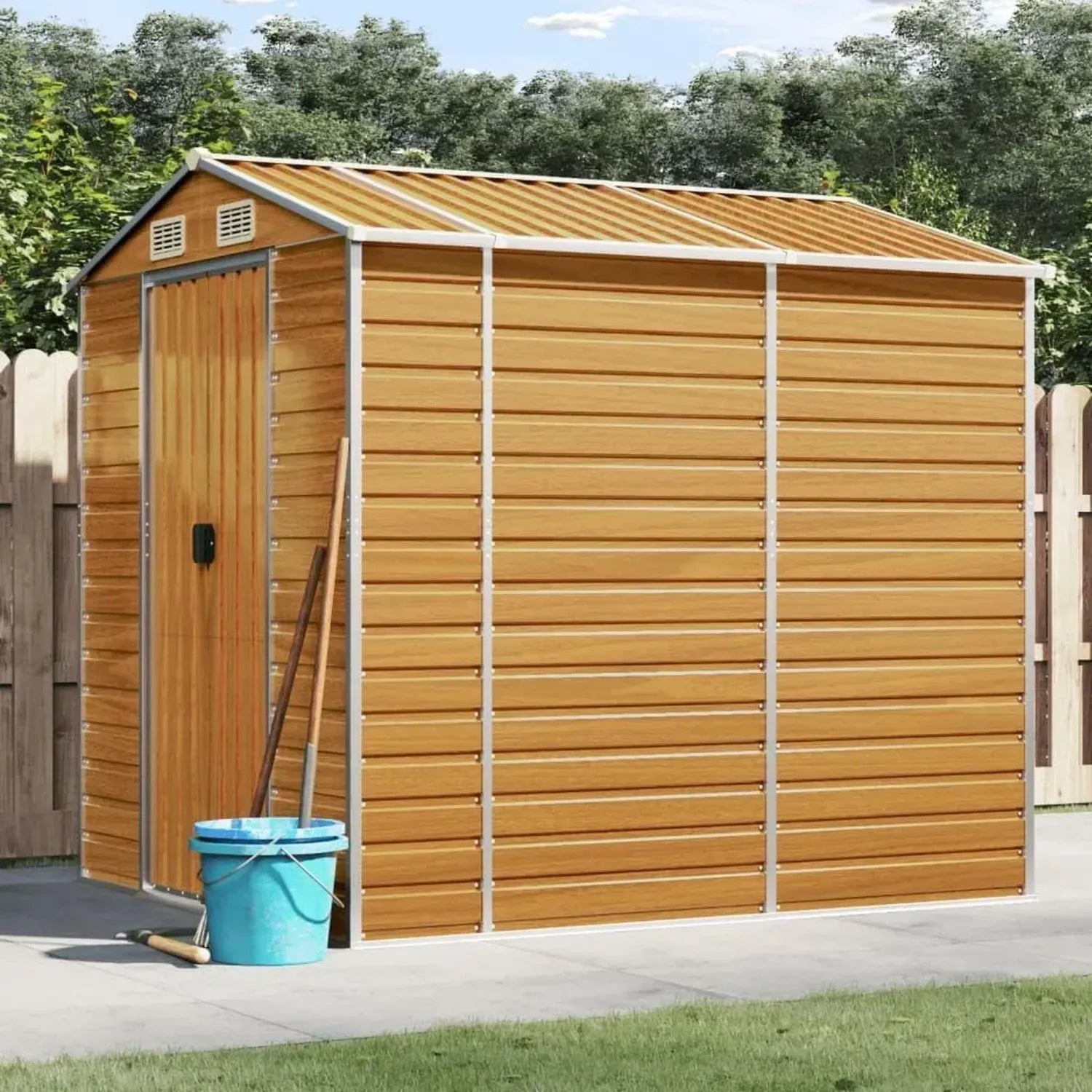 Abri de Jardin en Acier Galvanisé Marron Clair 191x215x198 cm
