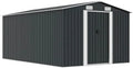 Grand abri de jardin métallique anthracite 257 x 392 cm avec portes coulissantes et ventilation