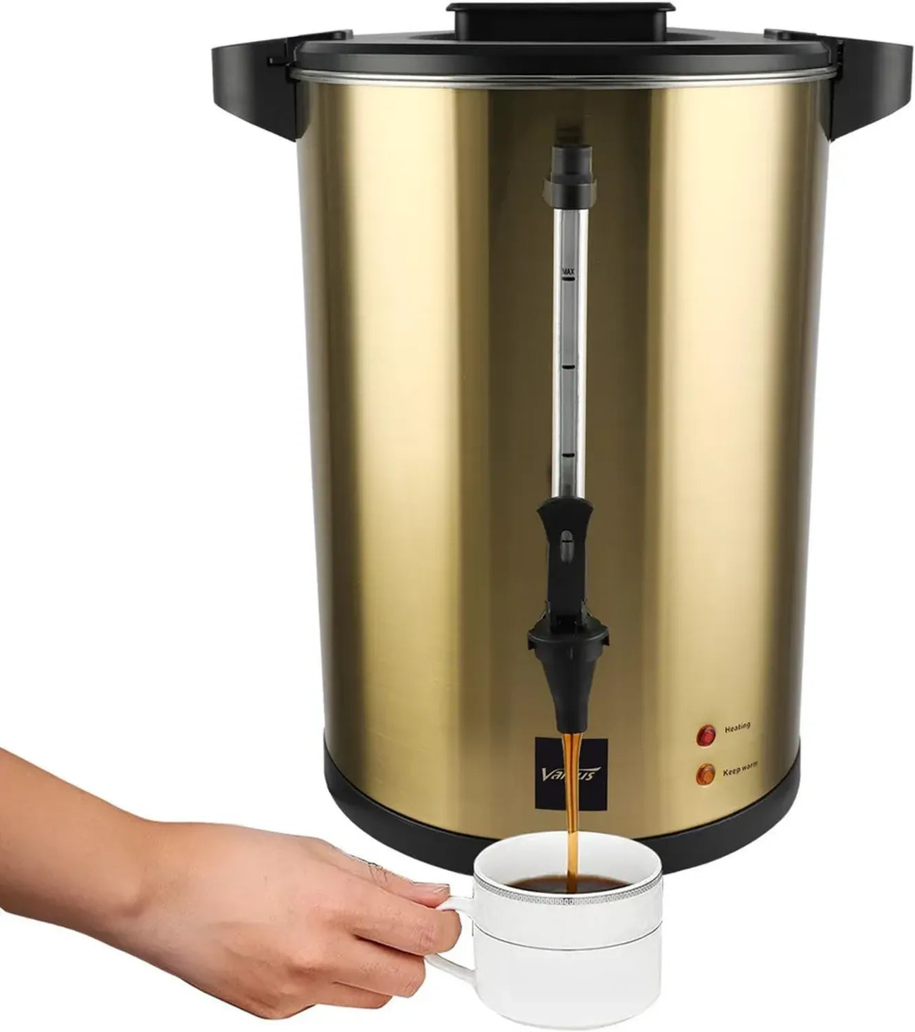 Percolateur à Café Commercial 8 L en Acier Inoxydable - 55 Tasses, Double Paroi, Chauffe-eau pour Mariages et Événements