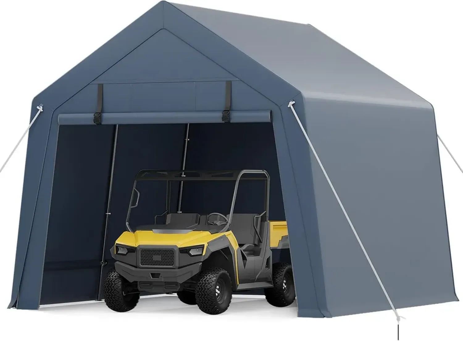 Abri de Jardin Extérieur 3x3 m, Garage Portable avec Porte Zippée et Fenêtres Éventées, Toile Imperméable Renforcée