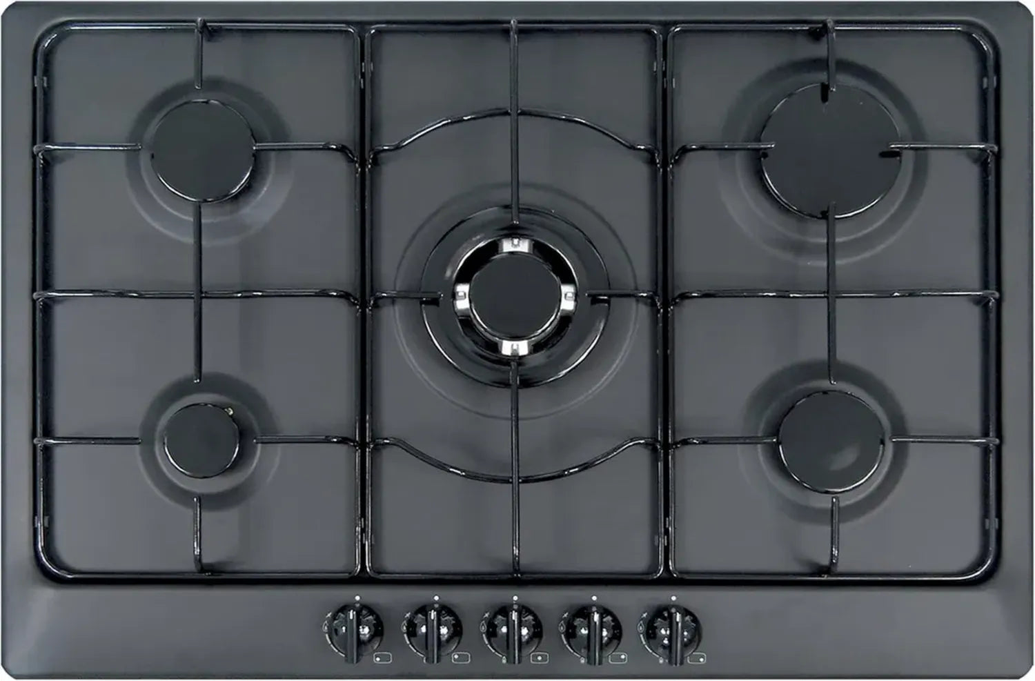 Plaque de cuisson gaz 5 feux 75 cm encastrable noir mat