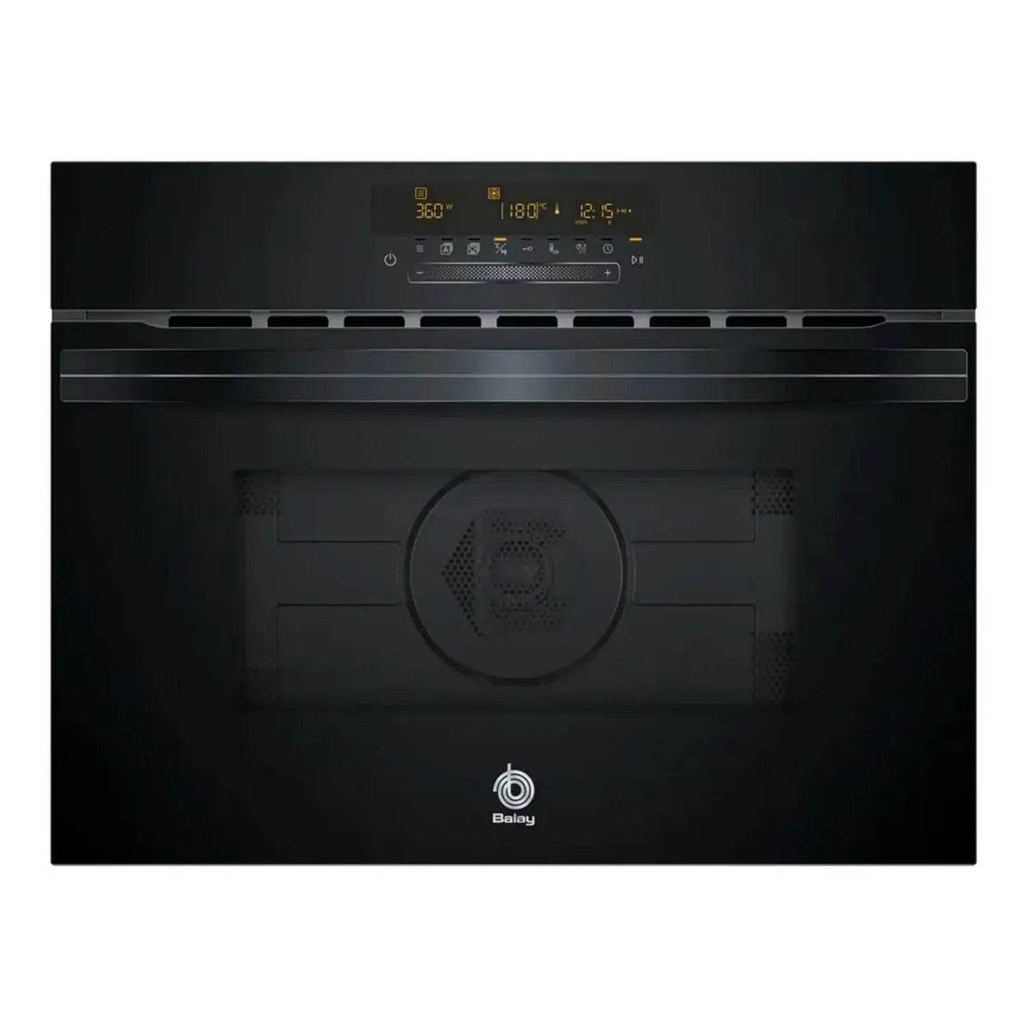 Balay Four Compact Inox 45cm avec Micro-ondes et 15 Programmes, Nettoyage Aqualisis, Design Verre Noir