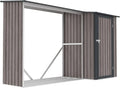 Abri à bûches en métal galvanisé avec compartiment de rangement 3,49 m3 - 2 stères - 282 x 109 x 168 cm - DORWOOD