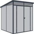 Abri de Jardin en Résine 3,24m² Gris Clair avec Toit Plat et Portes Doubles