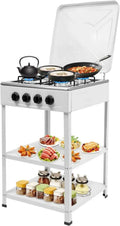 Table de cuisson gaz 4 feux, stable et antidérapante, idéale pour camping et usage domestique