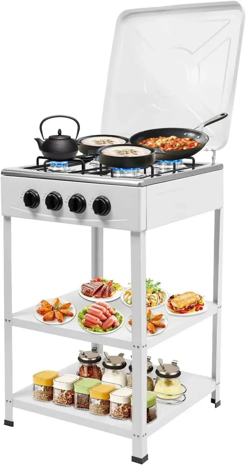 Table de cuisson gaz 4 feux, stable et antidérapante, idéale pour camping et usage domestique