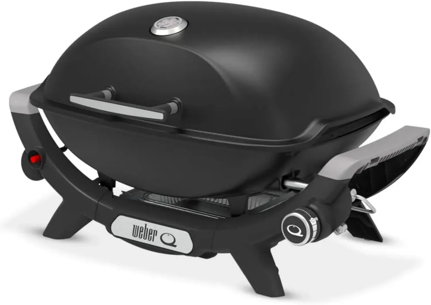 Weber Q2100N Barbecue à Gaz, Surface de Cuisson 53x39 cm, 1 Brûleur, Grilles Émaillées en Fonte, Couvercle en Aluminium - Noir