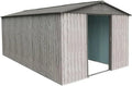 Abri de Jardin en Métal 11m² WoodTouch Beige avec Double Porte et Ventilation - 301x367cm, Kit d'Ancrage Inclus, Résistant à la Neige