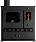 Poêle à Bois Écologique avec Four et Plaque, 7 kW, Noir, Ouverture Gauche