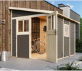 Abri de Jardin adossé Karibu en Bois Gris 6,23m² - Épicéa Nordique Solide, Toit Panneaux 16mm, Double Porte Vitrée