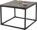 Table Basse Industrielle en Bois de Manguier et Métal Noir - 60x60cm - Chevrons Gris - Fait Main