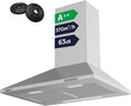 Hotte Murale Inox 60cm CIARRA - 370m³/h, A++, Évacuation/Recyclage, Filtres Charbon Inclus, 3 Vitesses