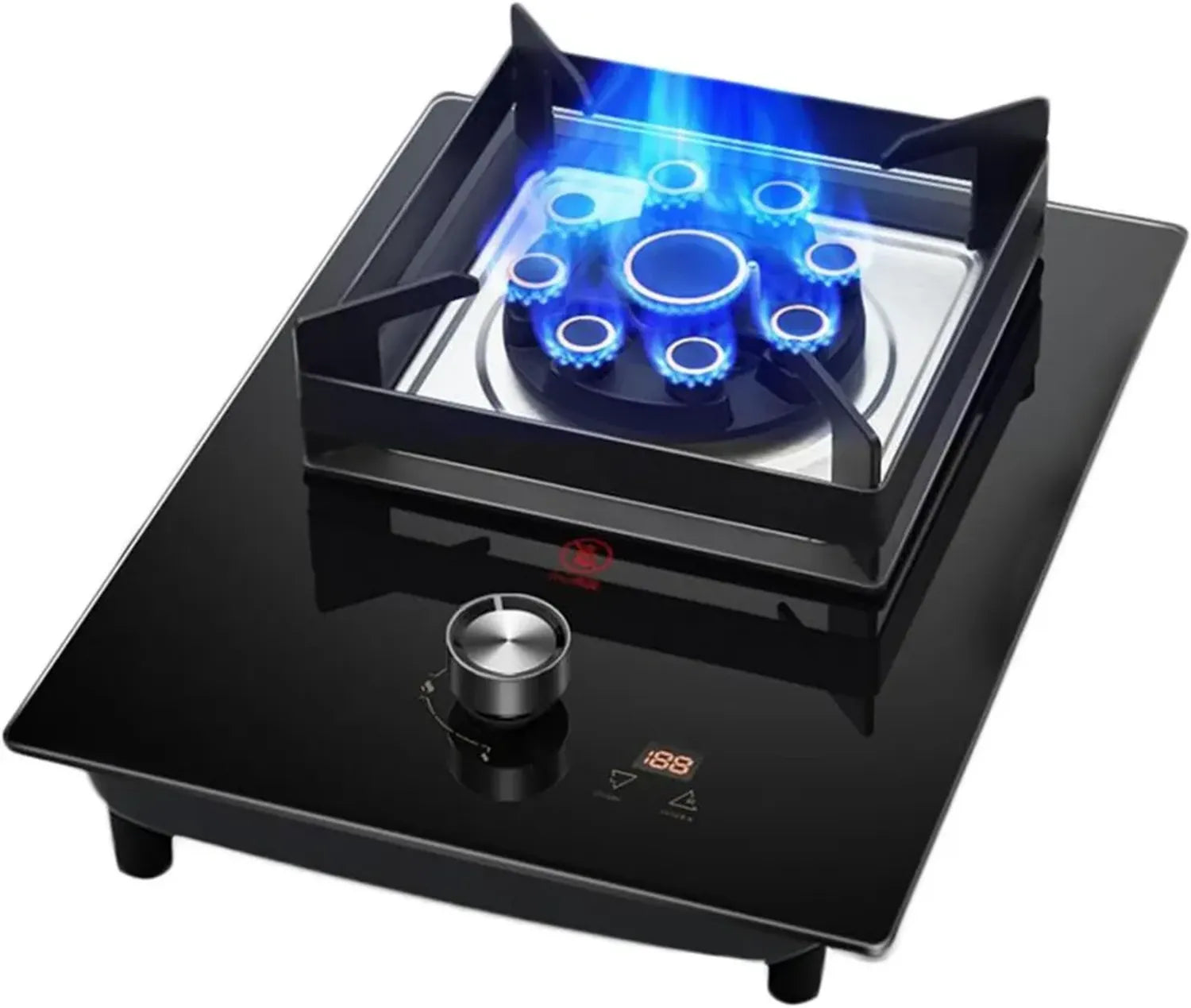 Cuisinière à gaz, sécurité flamme, brûleur en verre trempé, minuterie 180 min, usage domestique et commercial, 4KW/13648BTU