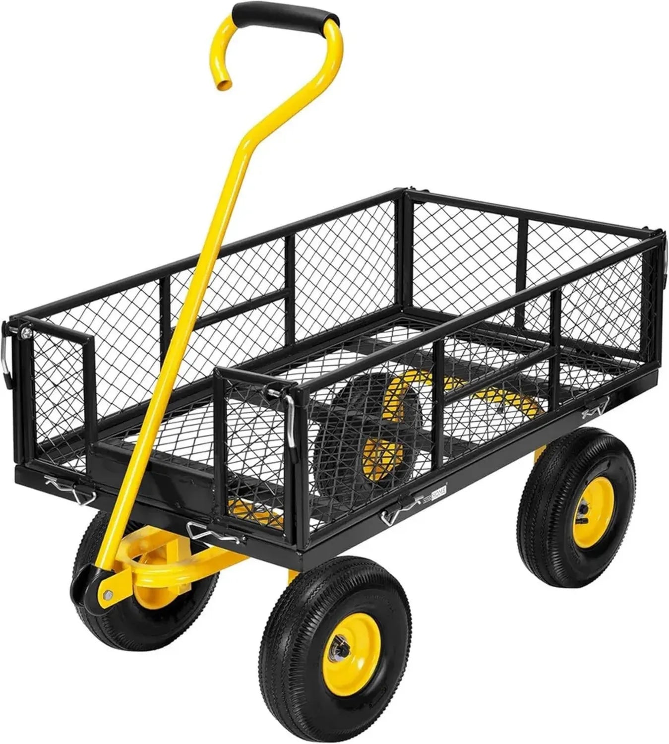 Chariot de Jardin Extérieur 400 kg avec Poignées Réglables et Pneus Amovibles - Noir