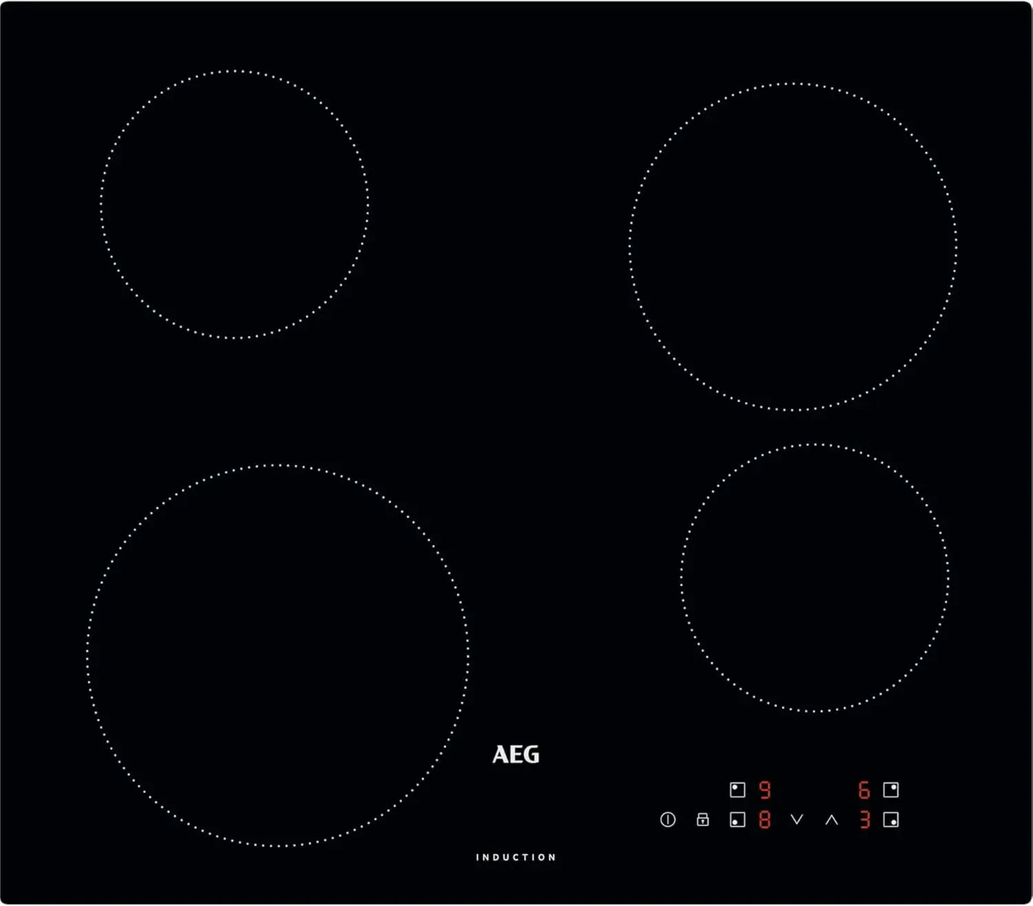 Plaque induction AEG 3000, 4 zones, 60cm, tactile, booster, sécurité enfant, noir