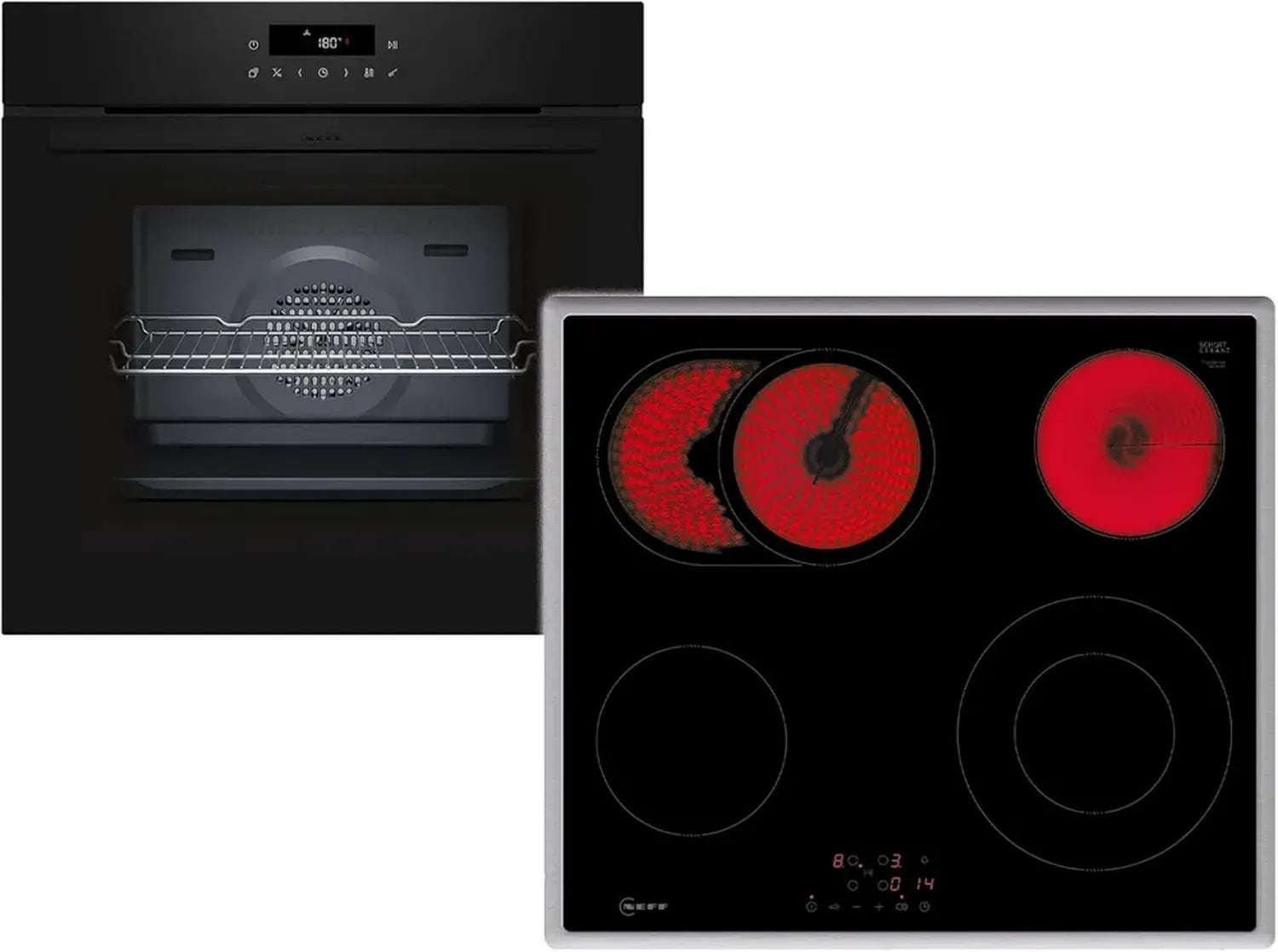 NEFF BTX46PB0 Four encastrable avec nettoyage Pyrolyse et EasyClean, Air Fry, plaque de cuisson électrique avec zone rôtissoire