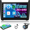 Autoradio Android 9'' pour Volkswagen Polo 2008-2020 avec Carplay sans fil, GPS, WiFi, Bluetooth et Radio FM