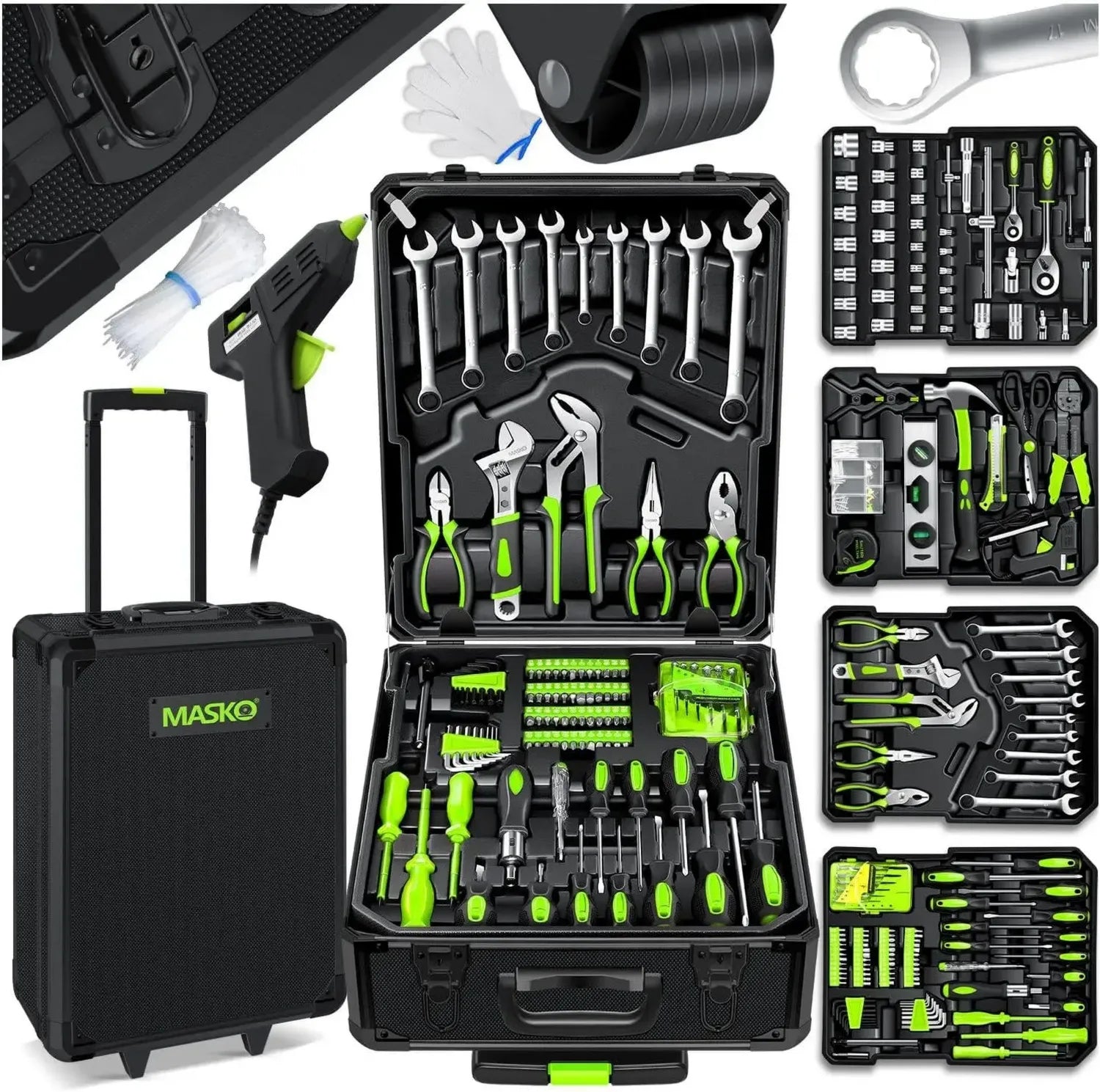 MASKO Trousse à Outils Complète 1400 Pièces avec Chariot