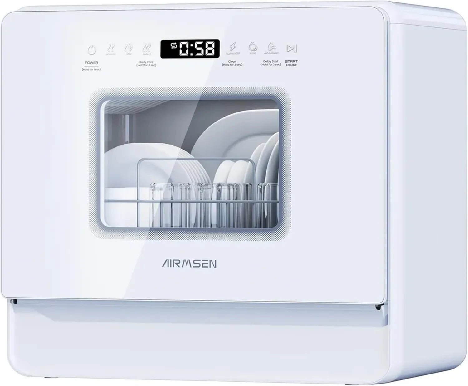 Mini Lave-vaisselle Compact AIRMSEN avec 9 Programmes et Affichage LED, Réservoir 5L