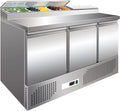 Comptoir Réfrigéré 3 Portes 392L - Température -2°C à +8°C - Acier Inox - Pour Pizzeria et Restauration Rapide