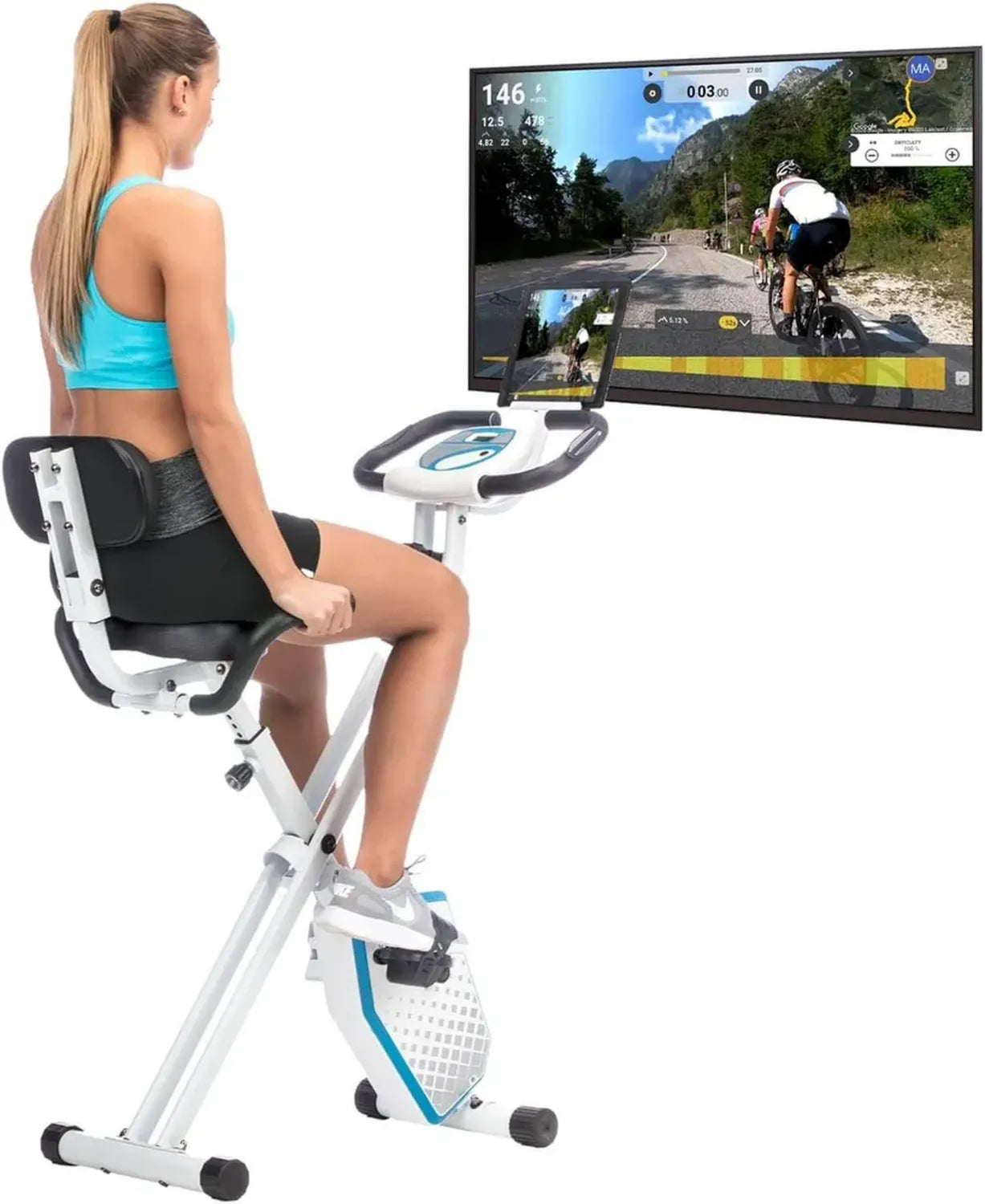 Vélo d'Appartement Pliable Skandika X-1000 PLUS, 8 Résistances, Bluetooth & Écran LCD
