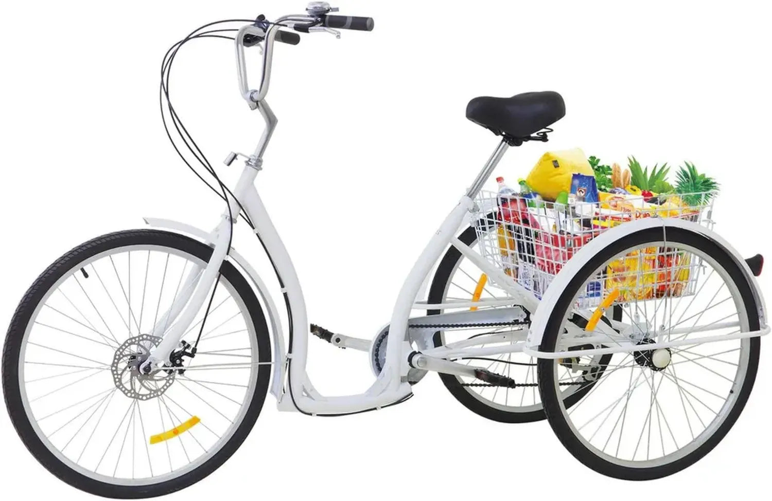 Vélo Tricycle Adulte 26' avec 6 Vitesses, Design Rétro, Cadre Acier et Panier de Transport