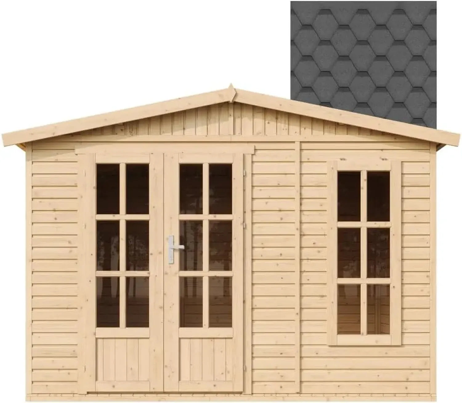 Abri de Jardin en Bois 6m² avec Plancher et Toit Bitumé Noir