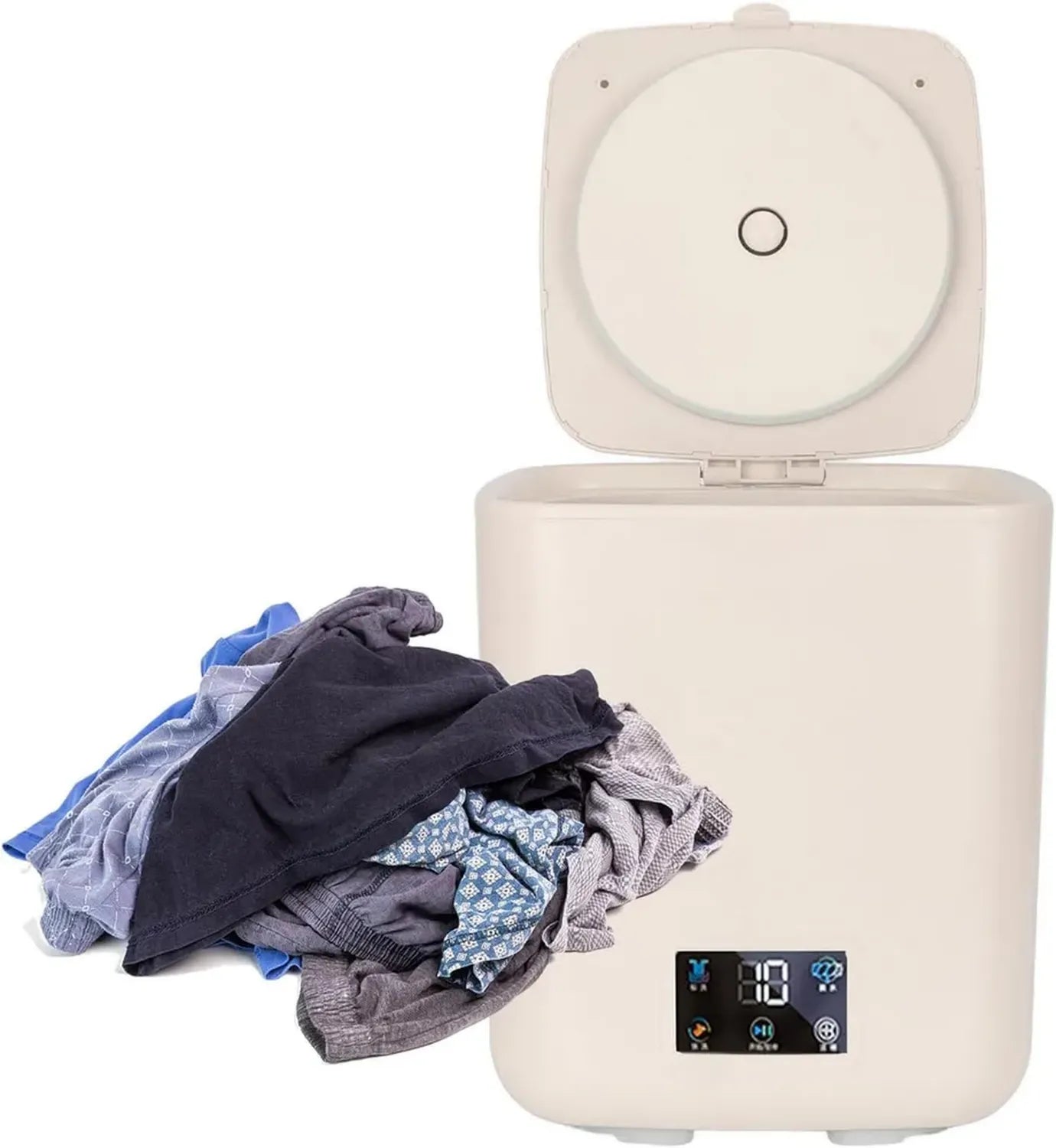 Mini Lave-linge Portable Automatique 7L avec Essoreuse et Écran Tactile Bleu