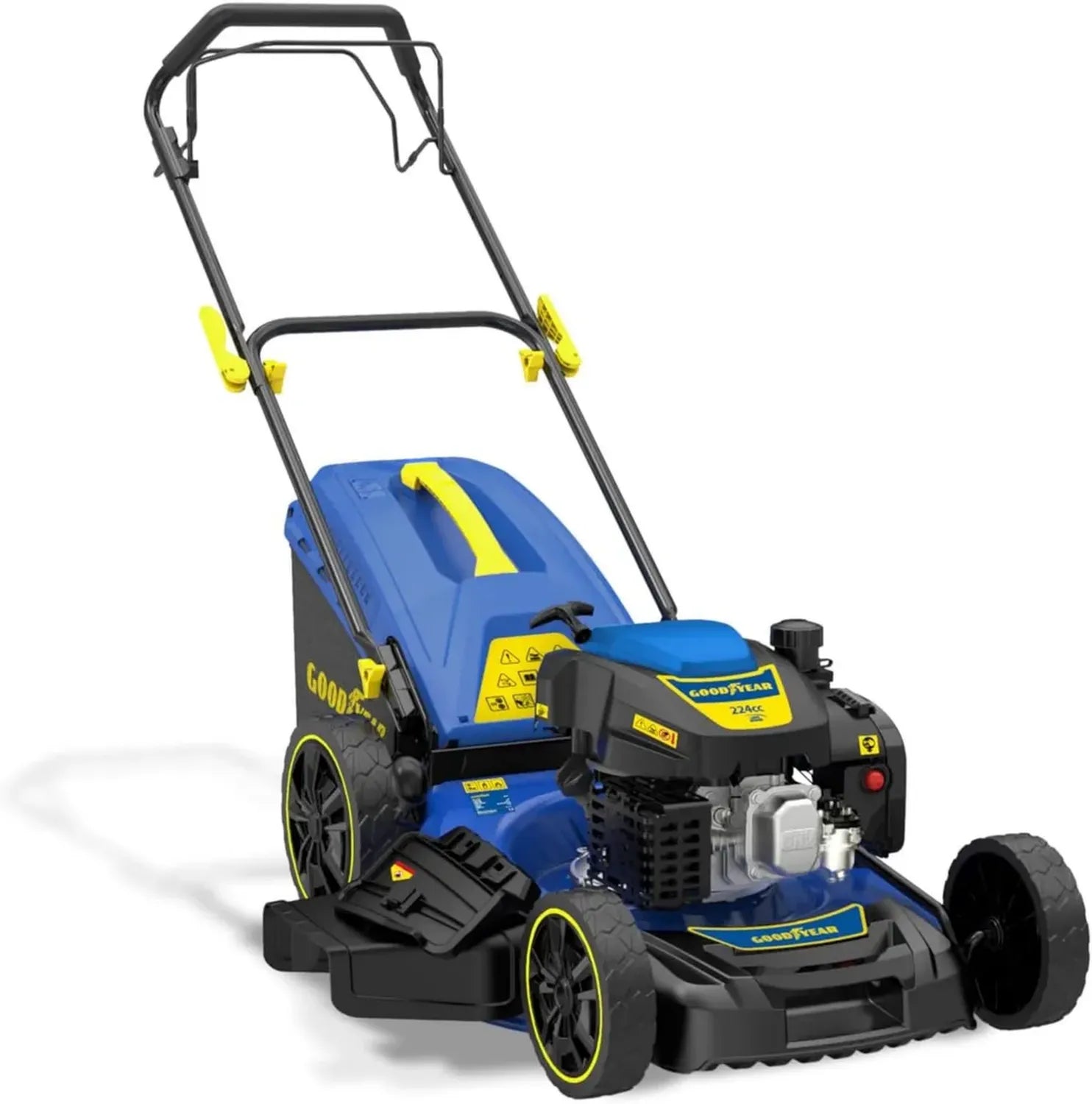 Tondeuse à Gazon Goodyear 224cc 4T, Largeur de Coupe 56cm, Autoportée, Mulching, Éjection Latérale, 7 Hauteurs Réglables