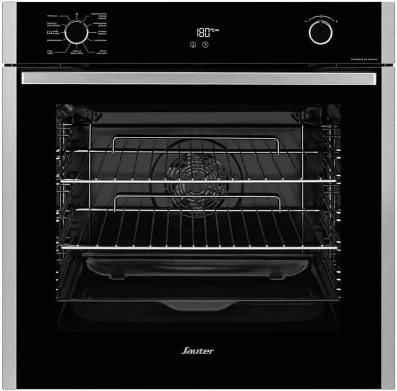 SAUTER SOP6214LX - Four Pyrolyse 73L - 8 Modes de Cuisson - Guide 15 Recettes - Programmateur LED - Gril 4 Niveaux - Inox