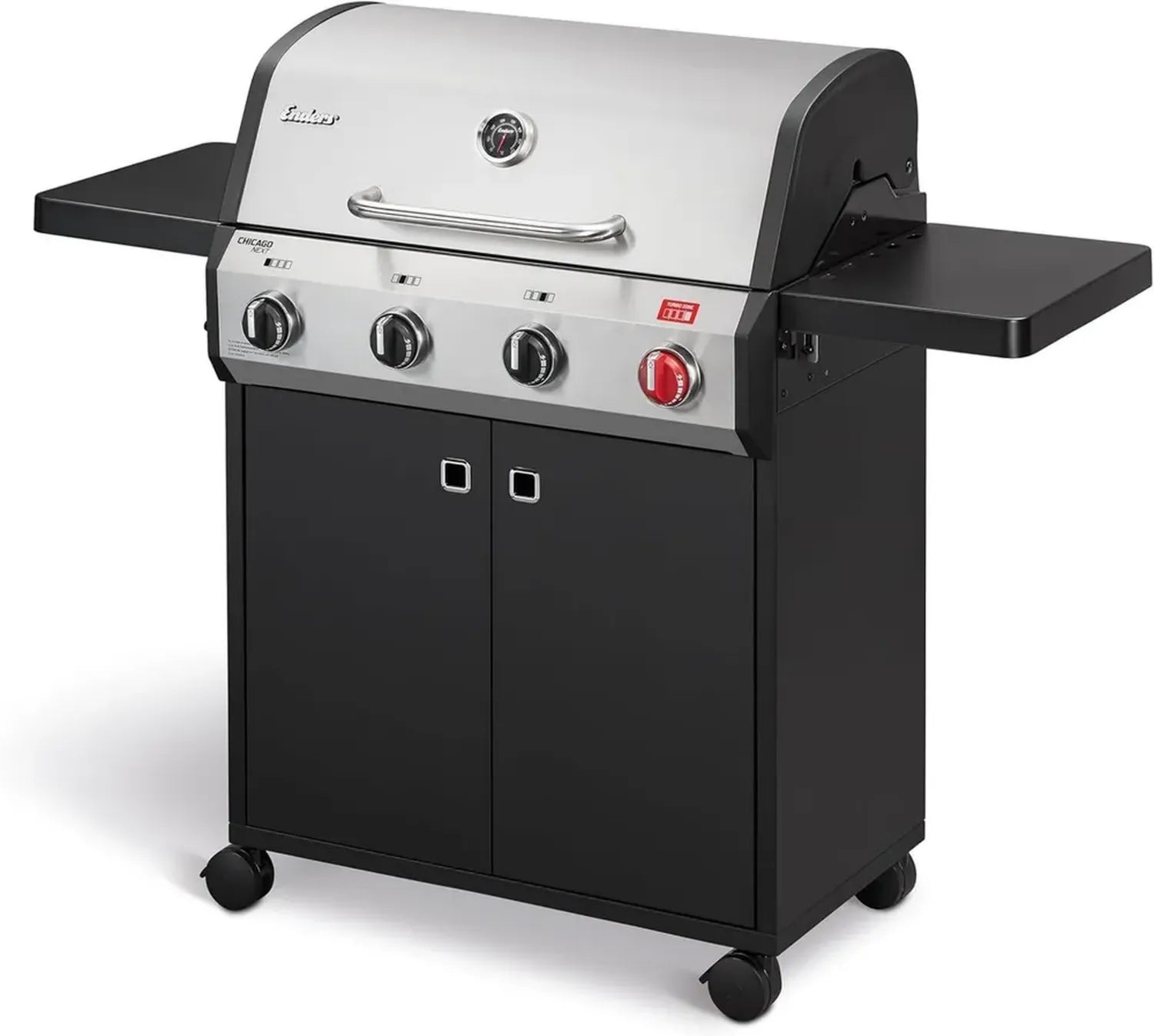 Barbecue à Gaz Enders Chicago Next 4 R Turbo, 4 Brûleurs Inox, Capot Double Paroi, Étagère Latérale Amovible, 13 kW, Switch Grid, Zone Turbo 800°C