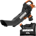 WORX Aspirateur Souffleur Broyeur 3000W 3-en-1, Vitesse 335km/h, Sac 45L, Léger et Facile d'Utilisation