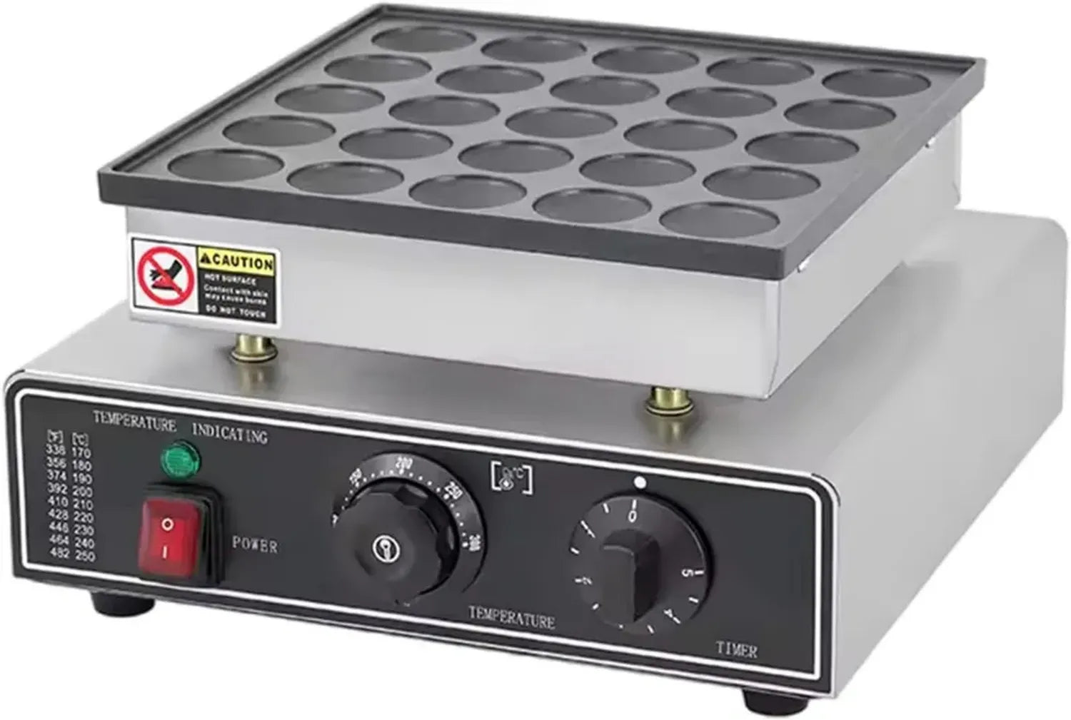 Appareil à Poffertjes Électrique 850W, 25 Moules Antiadhésifs 1,6 Pouces, Crêpière Professionnelle 220V