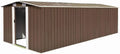 Abri de Jardin Métallique en Acier Galvanisé avec Porte, 257x580x181 cm, Marron