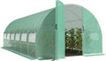 Serre Tunnel de Jardin Outsunny 18m² avec Portes et Fenêtres, Bâche PE Haute Densité, Vert