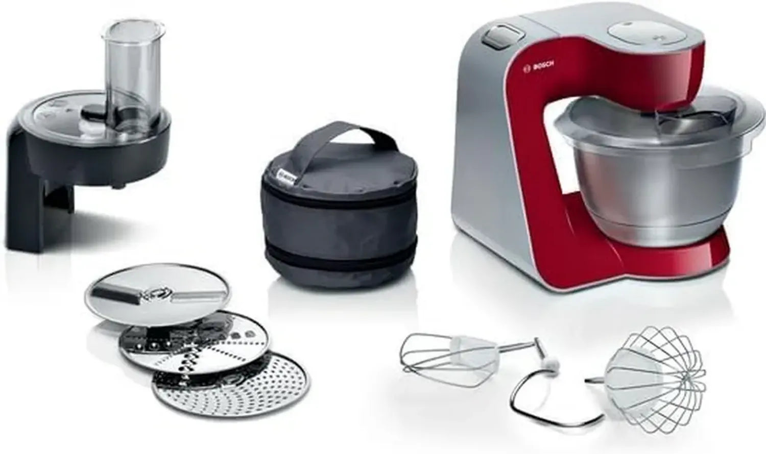 Robot culinaire Bosch Série 4 Mum 5, 1000 W, Rouge et Argent