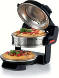 Four à Pizza Double Ariete 927, 5 Modes de Cuisson, Plaques Réfractaires Anti-Adhésives, Inclus 2 Pelles en Bois, Température Maximale 400°C, Thermostats Indépendants, 32 cm, 2300W, Noir