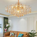 Suspension Moderne en Cristal K9 - Lumière Dimmable E14 avec Finition Dorée, Idéale pour Salle à Manger et Salon (80CM)